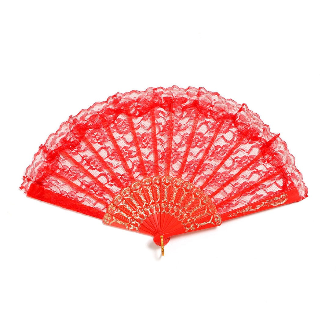 リアルスタイル REAL STYLE 扇子 レディース コンパクト ダンス レース 黒 花柄 かわいい おしゃれ イベント コスプレ 和装 浴衣 お祭り 花火大会 和小物 体育祭 パーティ 高校生 (レッド) レッド