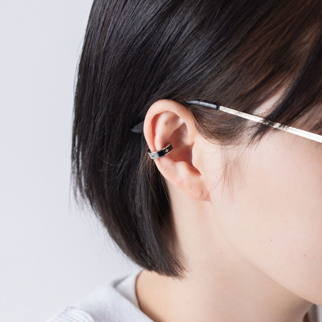 ジョン JON イヤーカフ ステンレス 両耳,ブラック