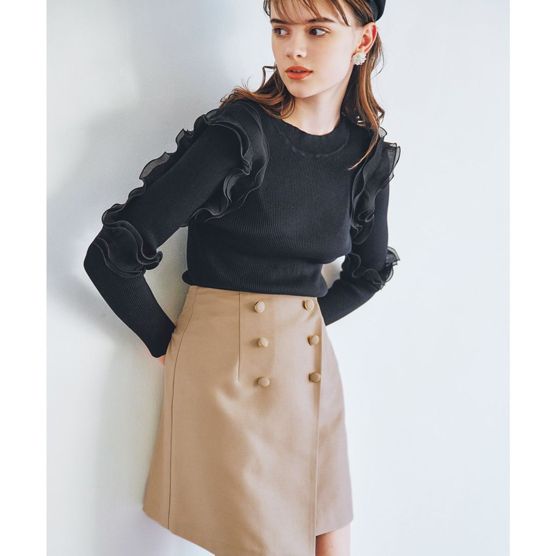 ノエラ Noela ラップミニスカート,ベージュ