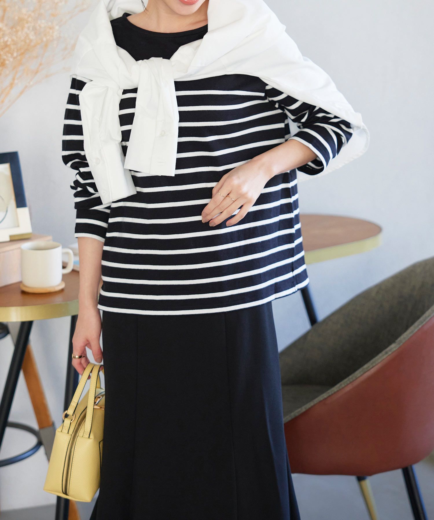 コウベレタス KOBE LETTUCE 【コットン100%】ボーダーカットソー【パネル】,ブラック×オフ