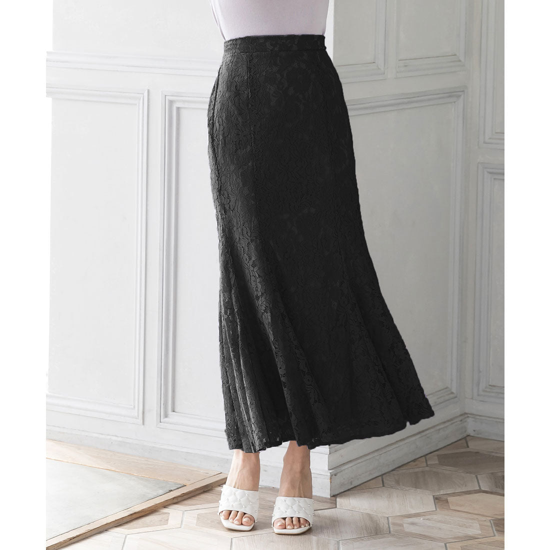 ジュリアブティック JULIA BOUTIQUE 総レースロングマーメイドスカート/22064 (Black) ブラック