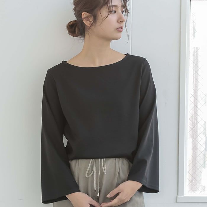 アクアガレージ aquagarage 長袖tシャツ レディース シンプル,無地:ブラック