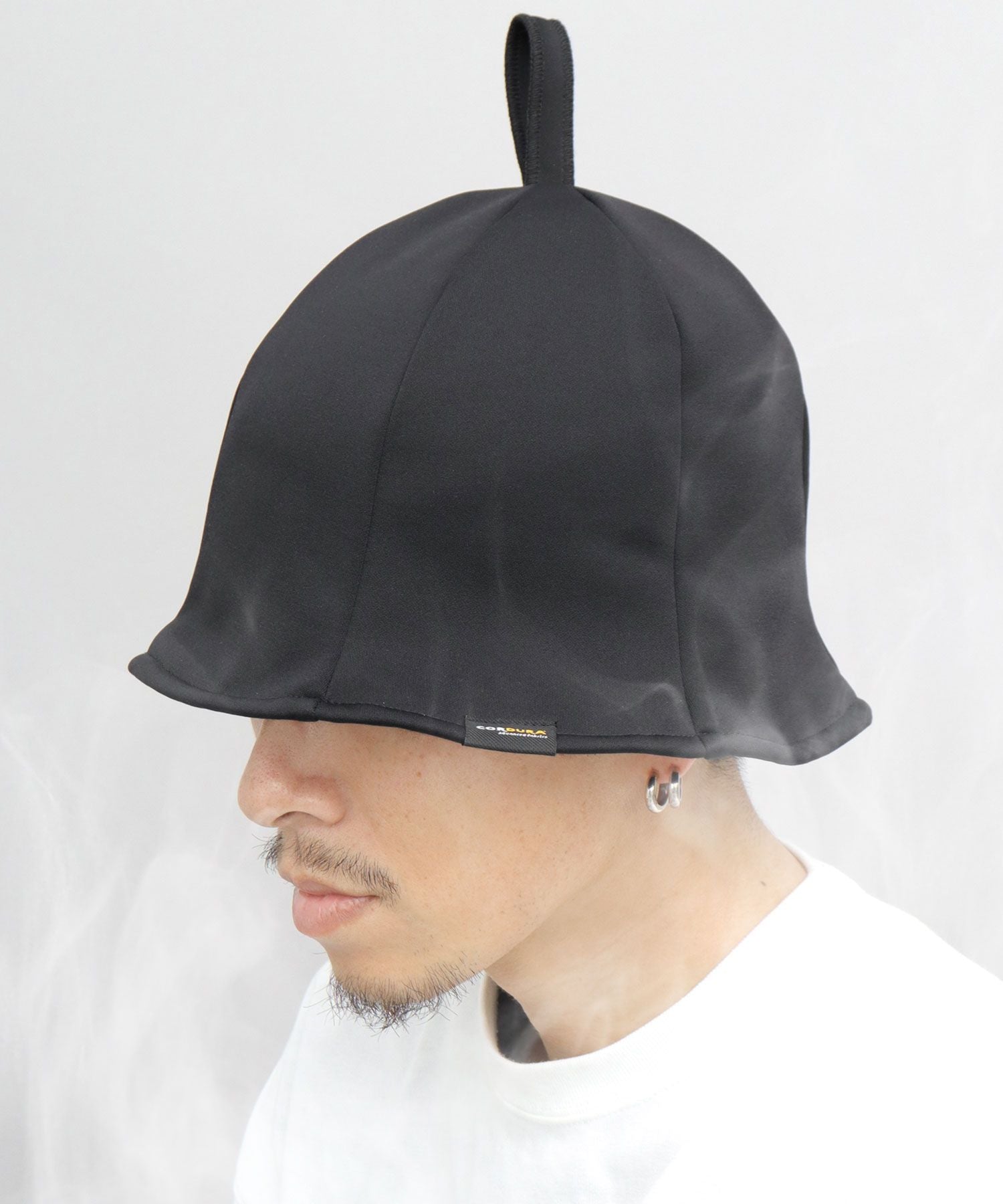 ベーシックエンチ Basiquenti サウナハット サウナキャップ チューリップハット 裏フリース コンパクト サウナグッズ 無地,ブラック