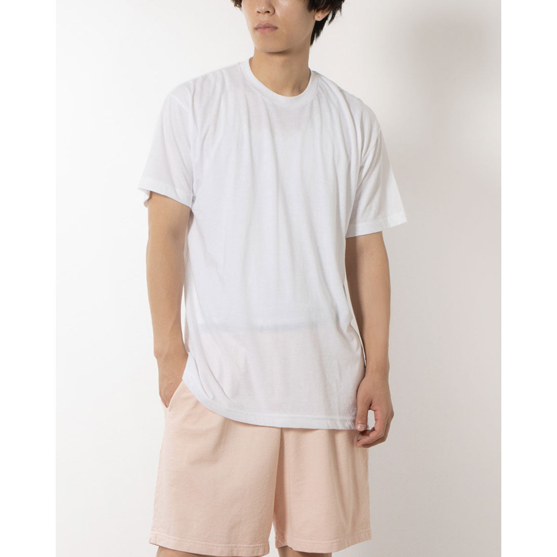 ロサンゼルスアパレル LOS ANGELES APPAREL POLY-COTTON CREW NECK T-SHIRT (WHITE) WHITE