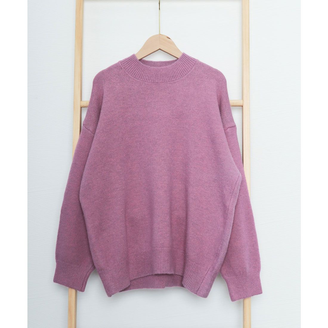 ニットセーター カラーニット 長袖 秋冬,パープル