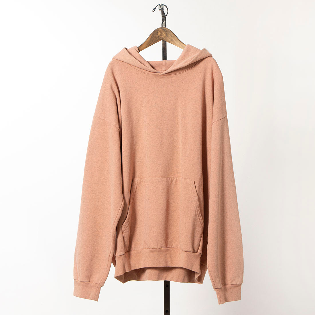 ロサンゼルスアパレル LOS ANGELES APPAREL GARMENT DYE 14OZ. HEAVY FLEECE HOODED PULLOVER SWEATSHIRT (HEATHER CORAL) HEATHER CORAL