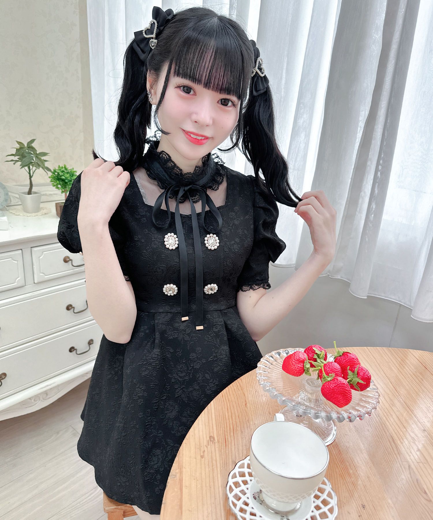 ロジータ ROJITA 花柄ふくれジャガード セットアップ,ブラック