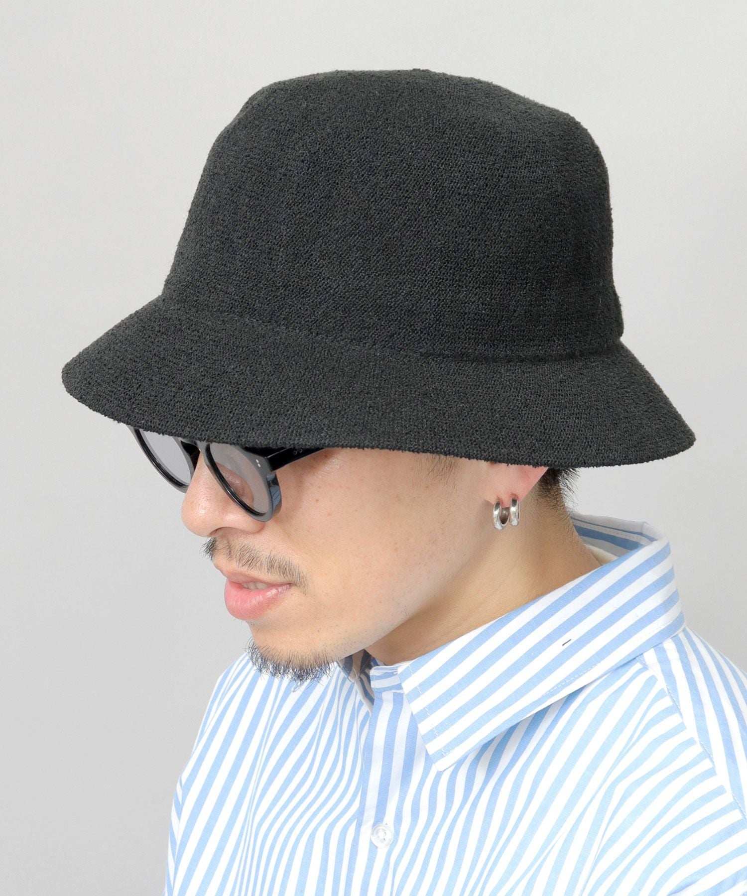 ベーシックエンチ Basiquenti バケットハット 帽子 メンズ シンプル 無地 春夏,ブラック