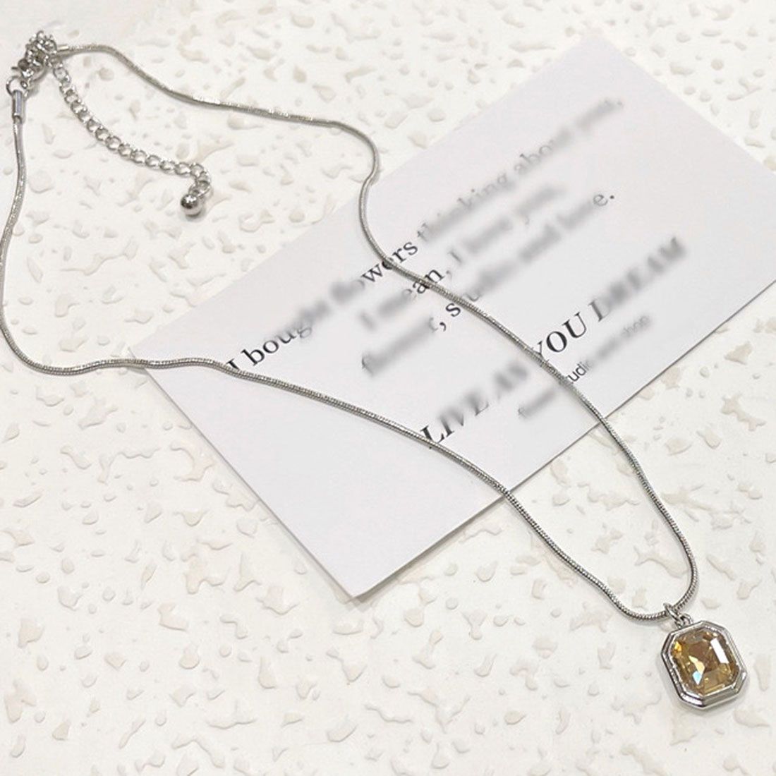 シーアールビー CRB ストーンネックレス,シルバー