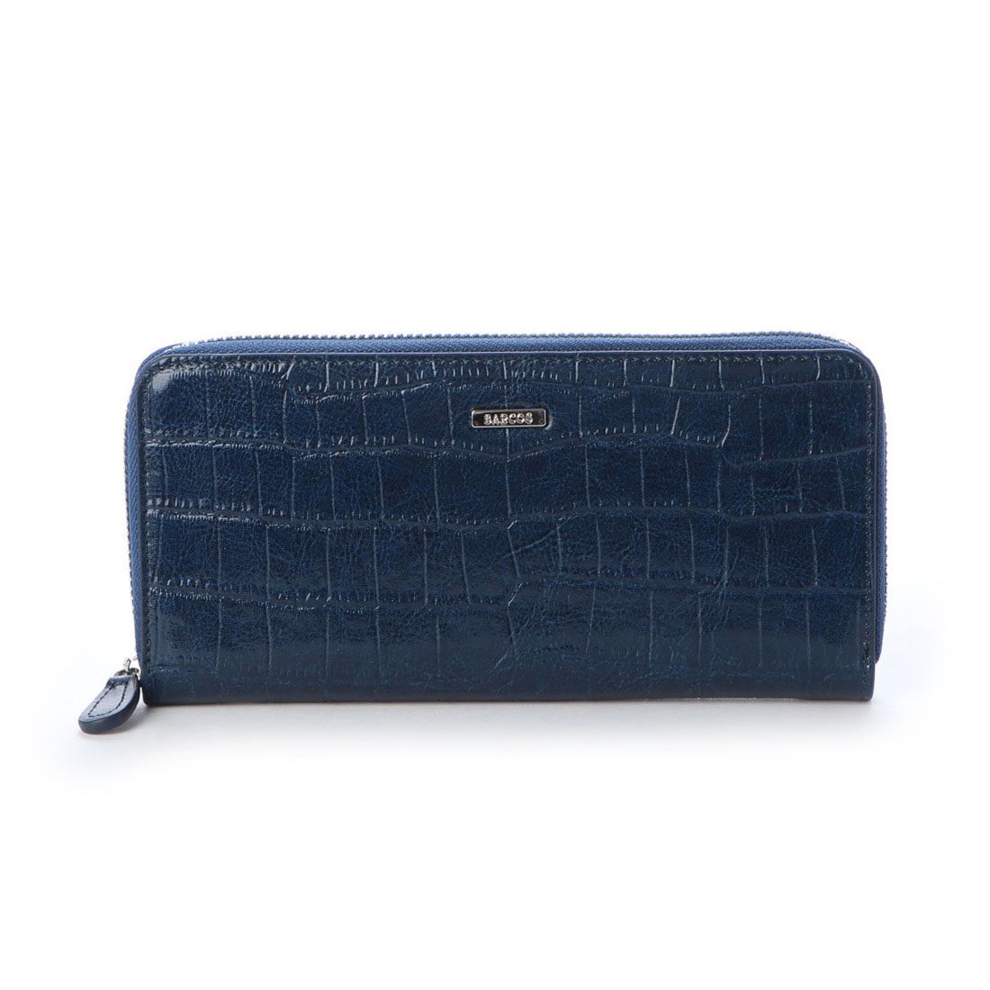 バルコス BARCOS クロコダイル型押しロングウォレット,ネイビー