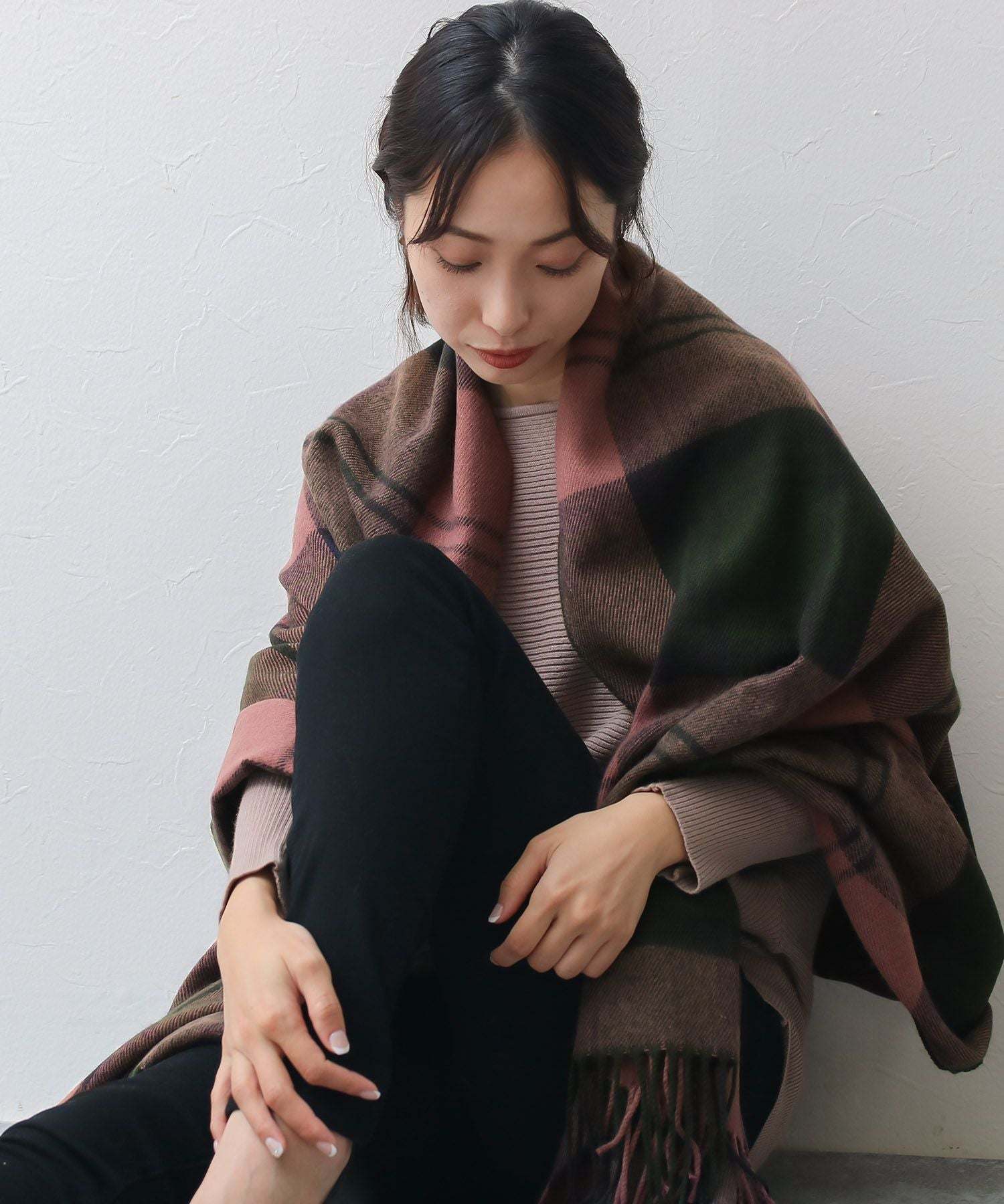 ソーシャルガール SocialGIRL 大判チェックストール,パープルピンク