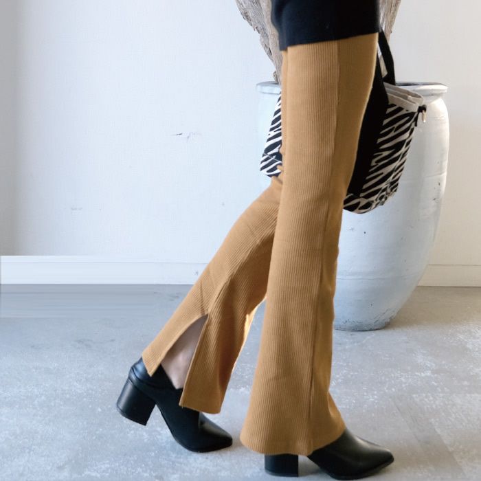 アクアガレージ aquagarage フレアパンツ レディース フレアーパンツ,スリットベージュ(ノーマル生地)