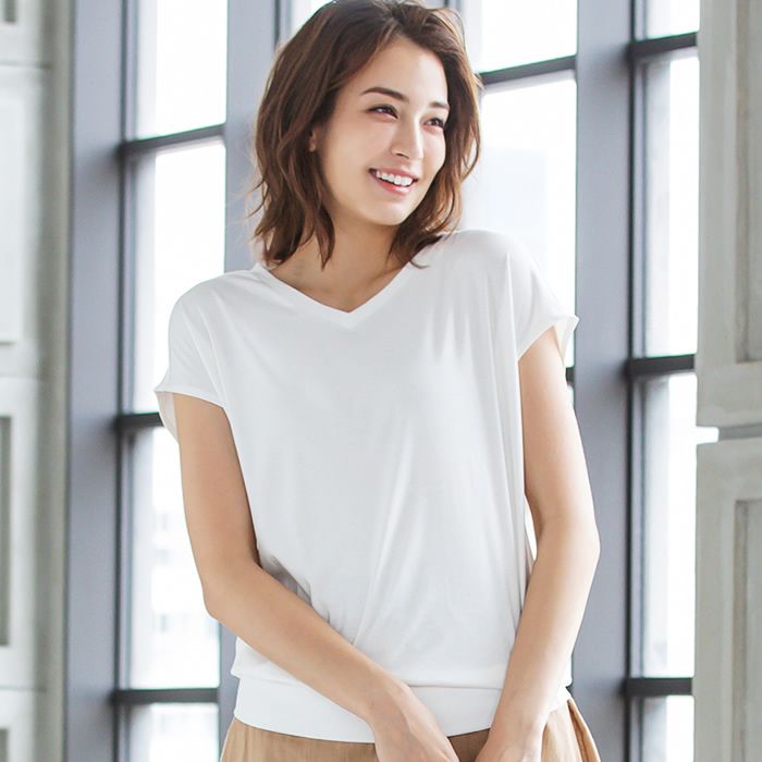 アクアガレージ aquagarage 選べるネック レディース サマーニット,ホワイト