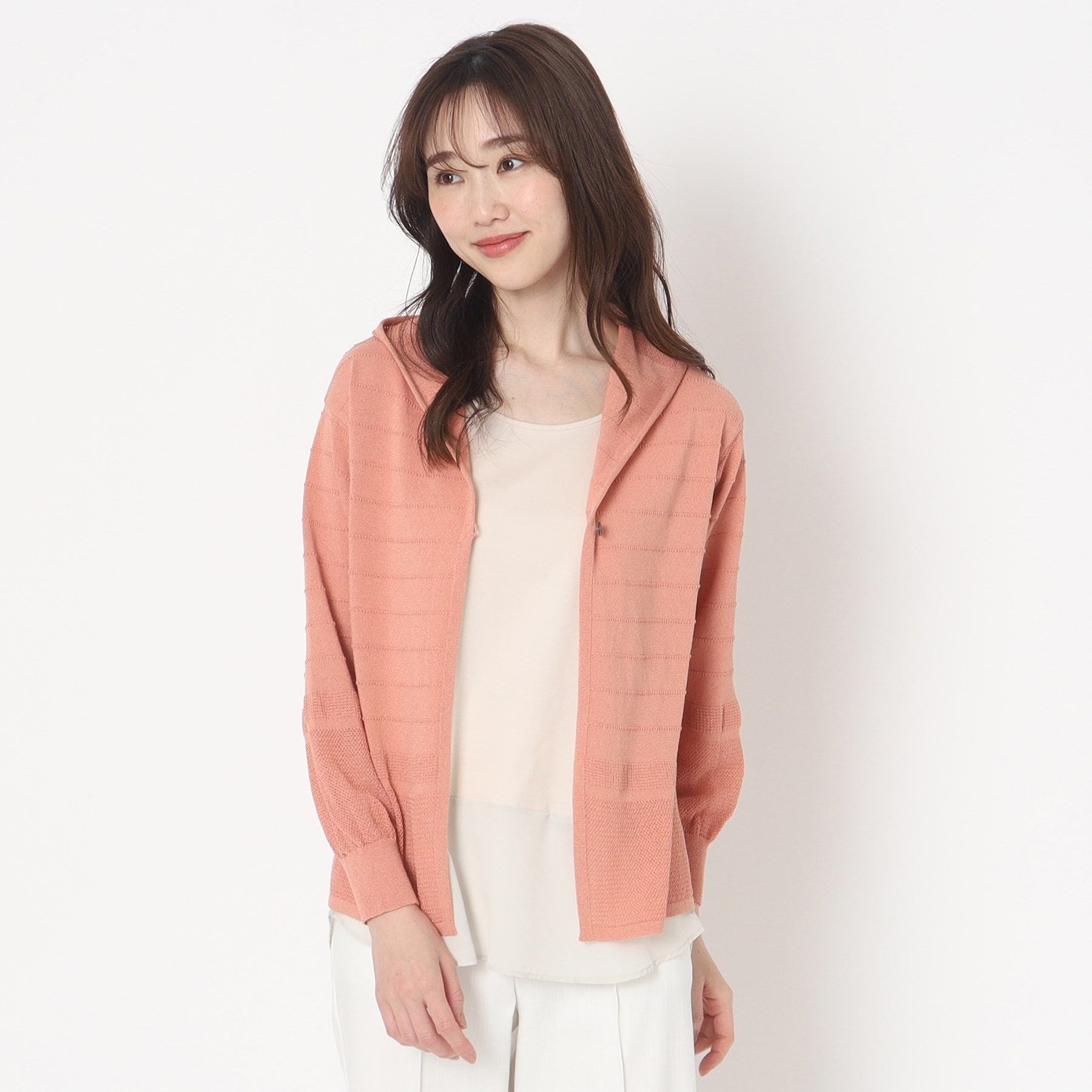 コルディア CORDIER ブルーム フーディカーディガン,オレンジ(068)