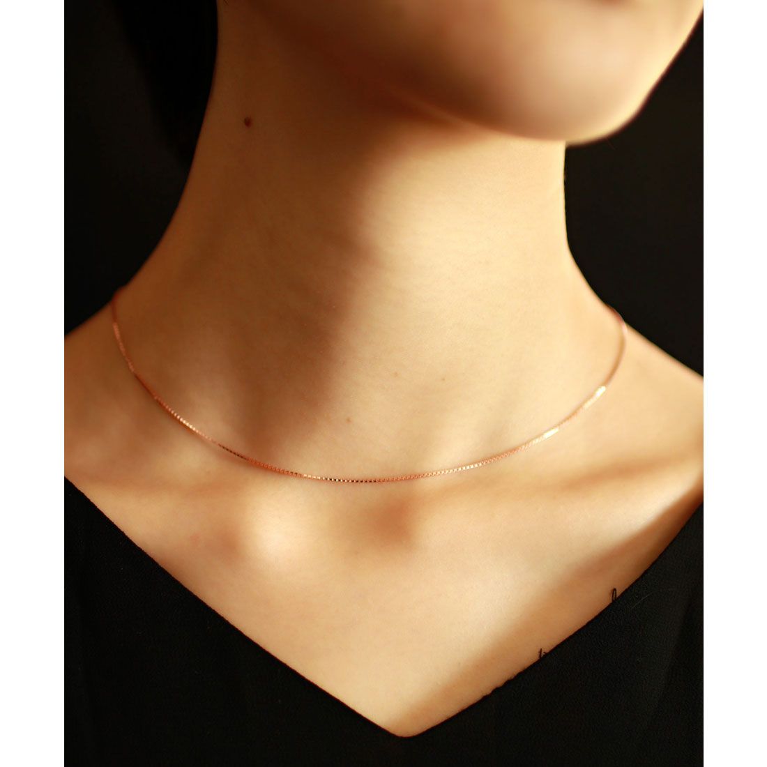 フロージュ florge 【silver925】ベネチアンチェーンシンプルショートネックレス/チョーカー,ピンクゴールド