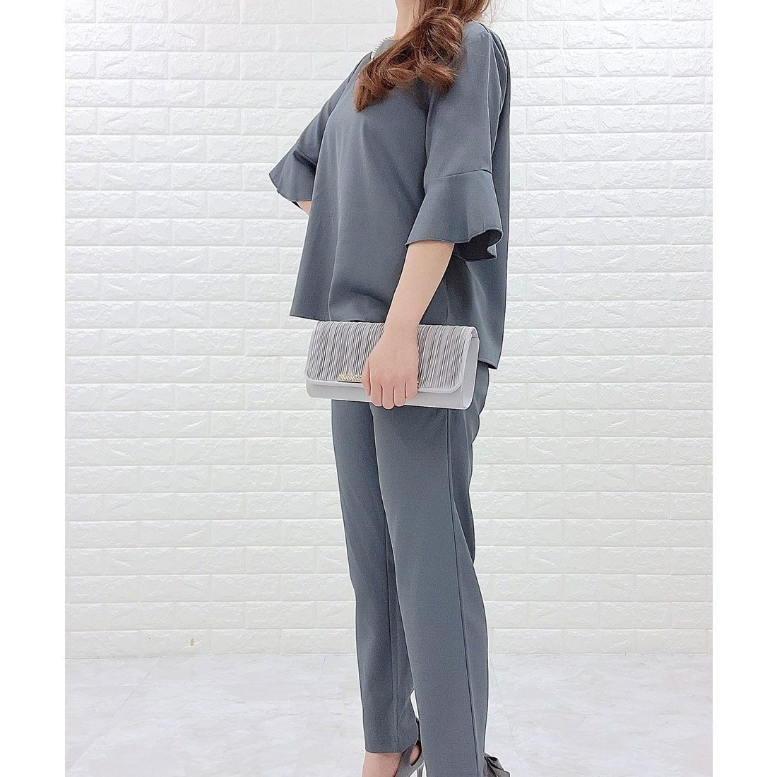 レースレディース Lace Ladies 五分袖 無地パンツセットアップ