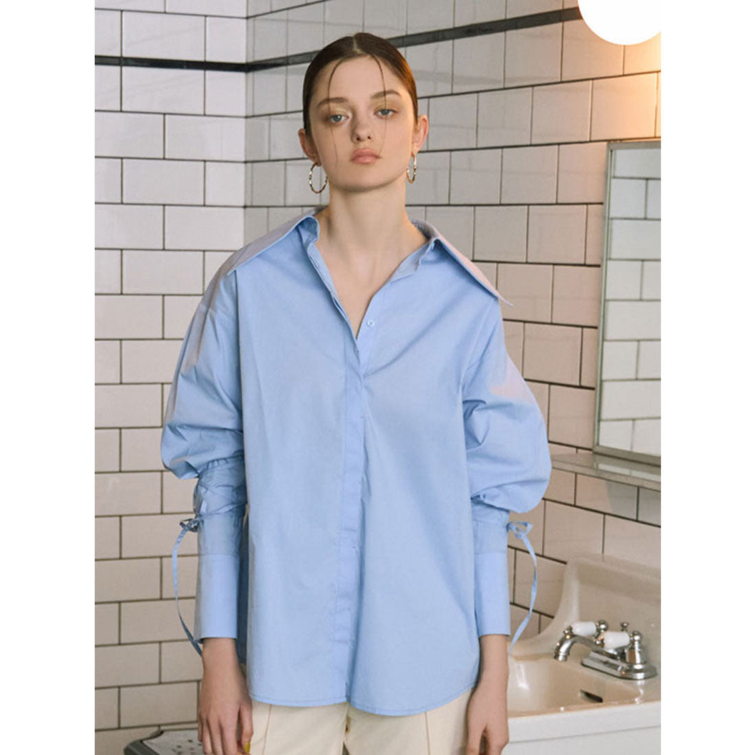 エイミーイストワール eimy istoire スリーブデザインロングシャツ (SAX) SAX