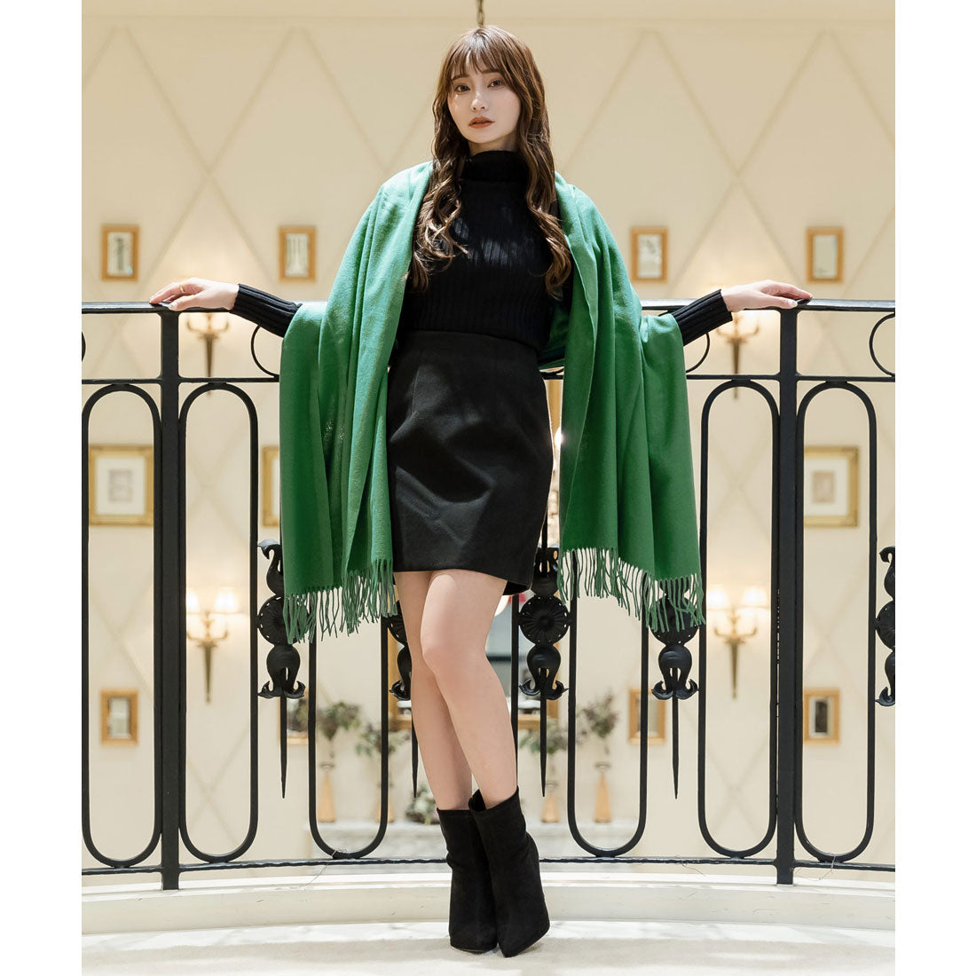 ジュリアブティック JULIA BOUTIQUE カシミヤタッチストール/22600 (Green) グリーン