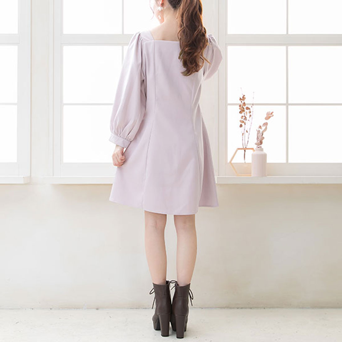 ユメテンボウ 夢展望 【選べる丈】Aラインワンピ (ショート アイスグレー) ショート アイスグレー