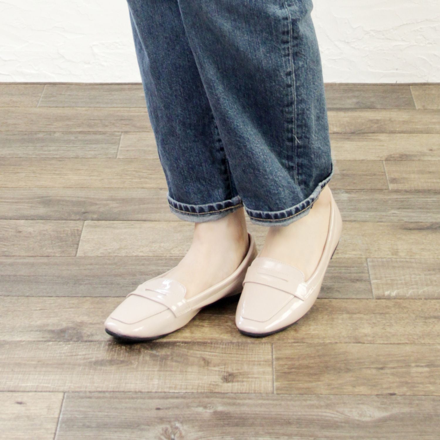 グランドフルール grandfleur 【晴雨兼用】スクエアトゥのローファーパンプス