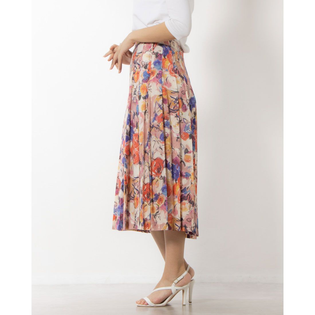 オールド イングランド OLD ENGLAND フラワープリントプリーツスカート