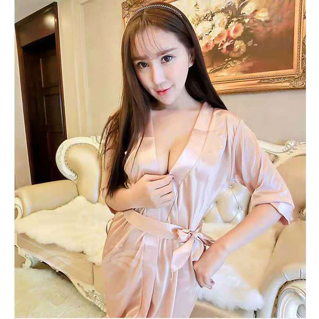 バニラ Vanilla セクシー雑貨 サテンガウン&Tバックショーツセット【返品不可商品】