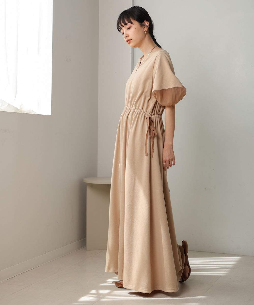 バブ Bab 前後2WAY袖オーガンジーフレアーワンピース