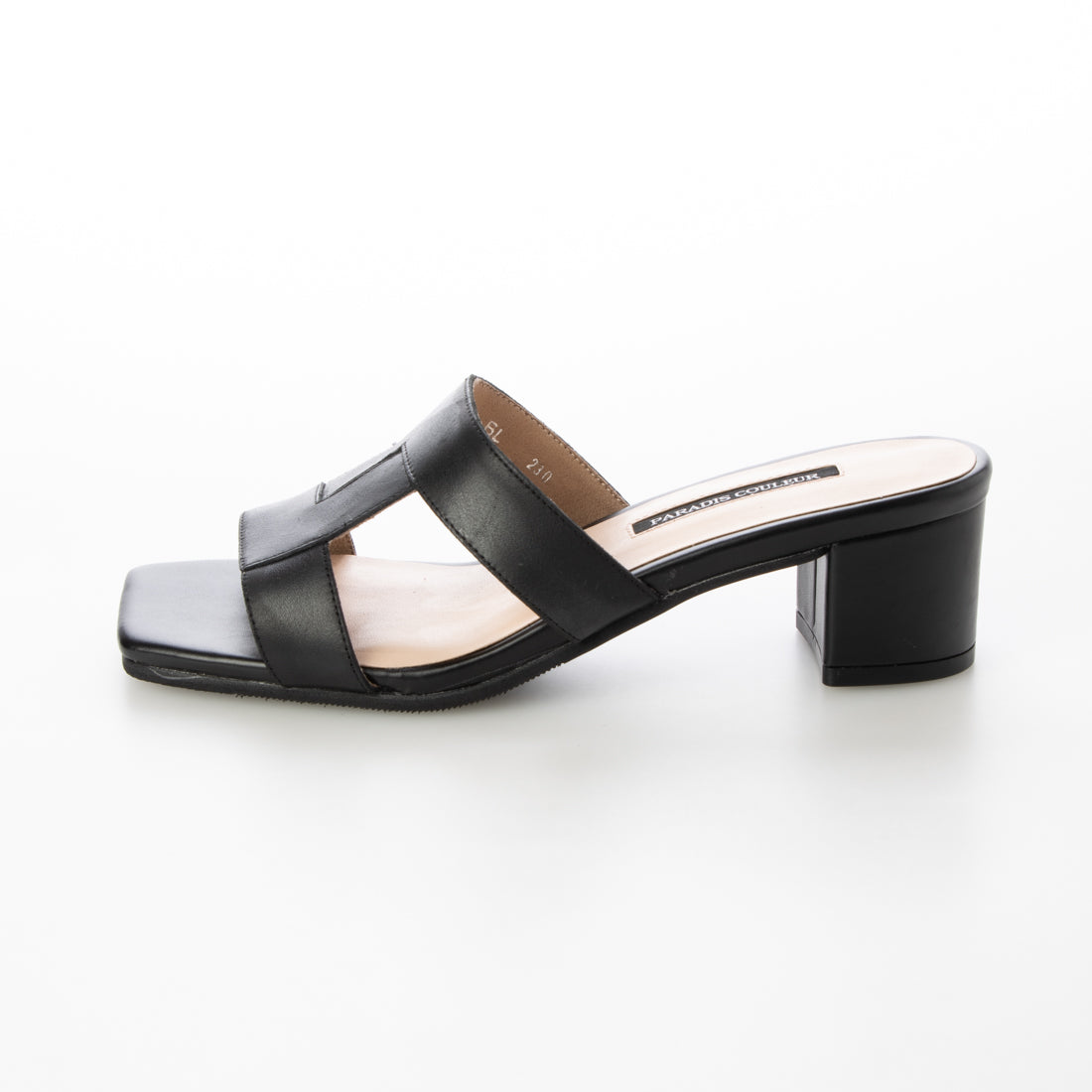 パラディクルール PARADIS COULEUR スクエアトウクロスミュールサンダル (ブラック) ブラック