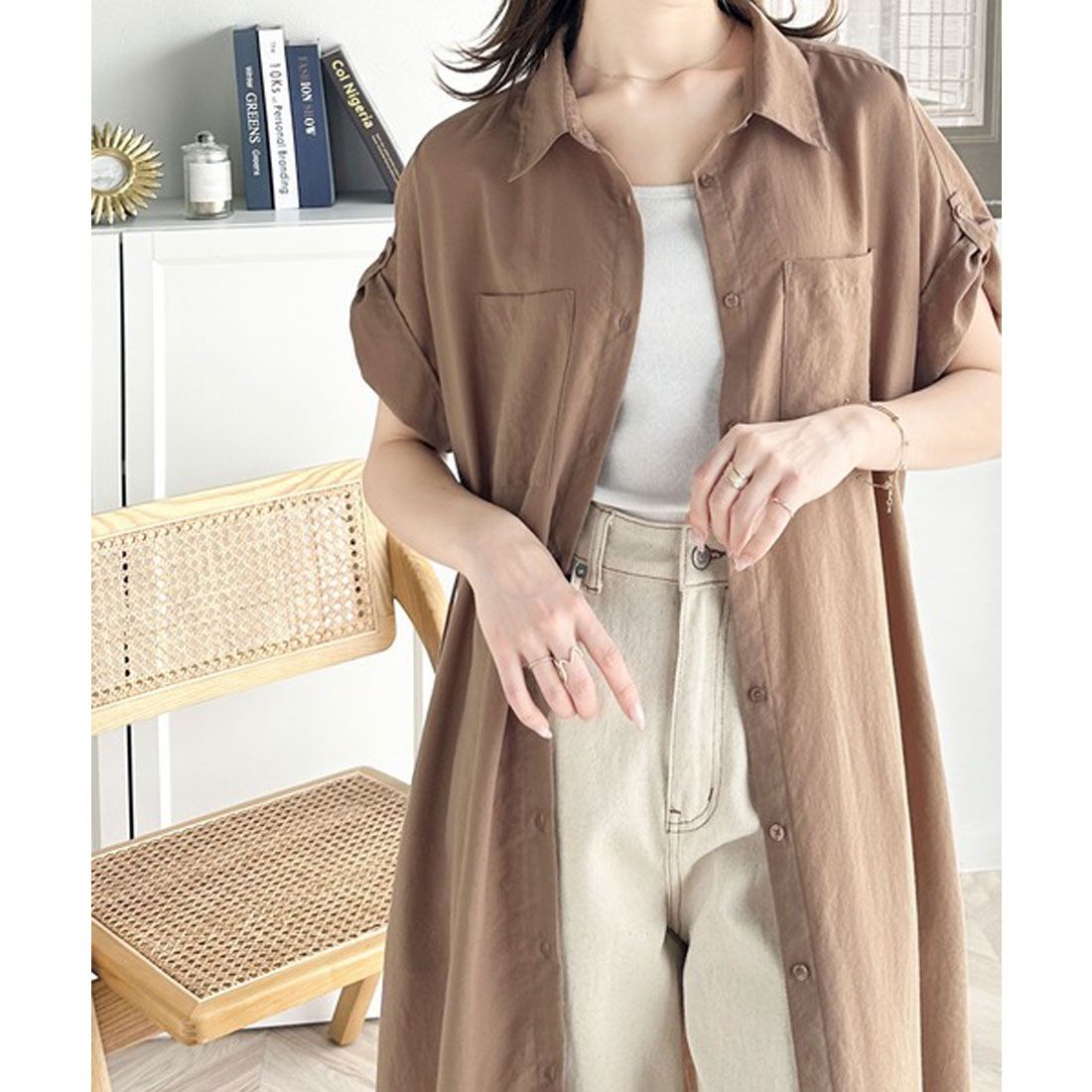 Classical Elf Functional × Casual Adult Style. Airy Touch Shirt Dress