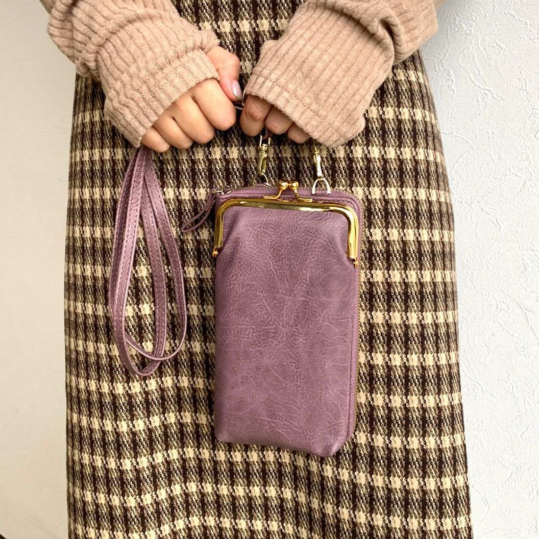 シーアールビー CRB がま口スマホショルダーバッグ