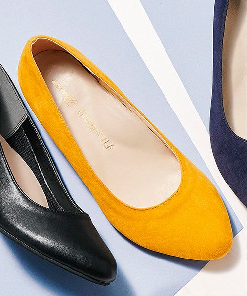 ラナン RANAN 幅広ゆったりアーモンドトゥウェッジパンプス