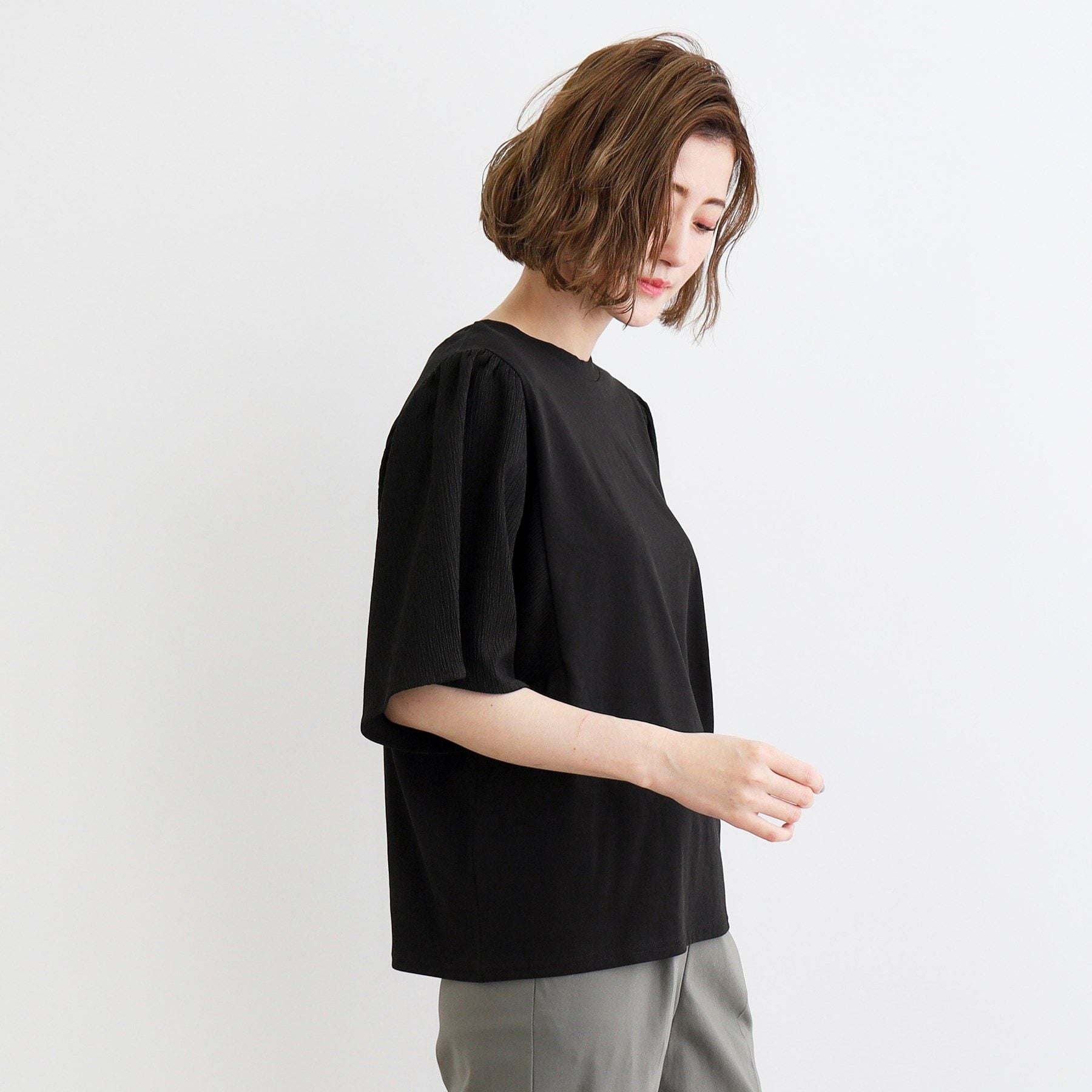 グローブ grove <接触冷感・UVカット・前後2WAY>異素材スリーブプルオーバー