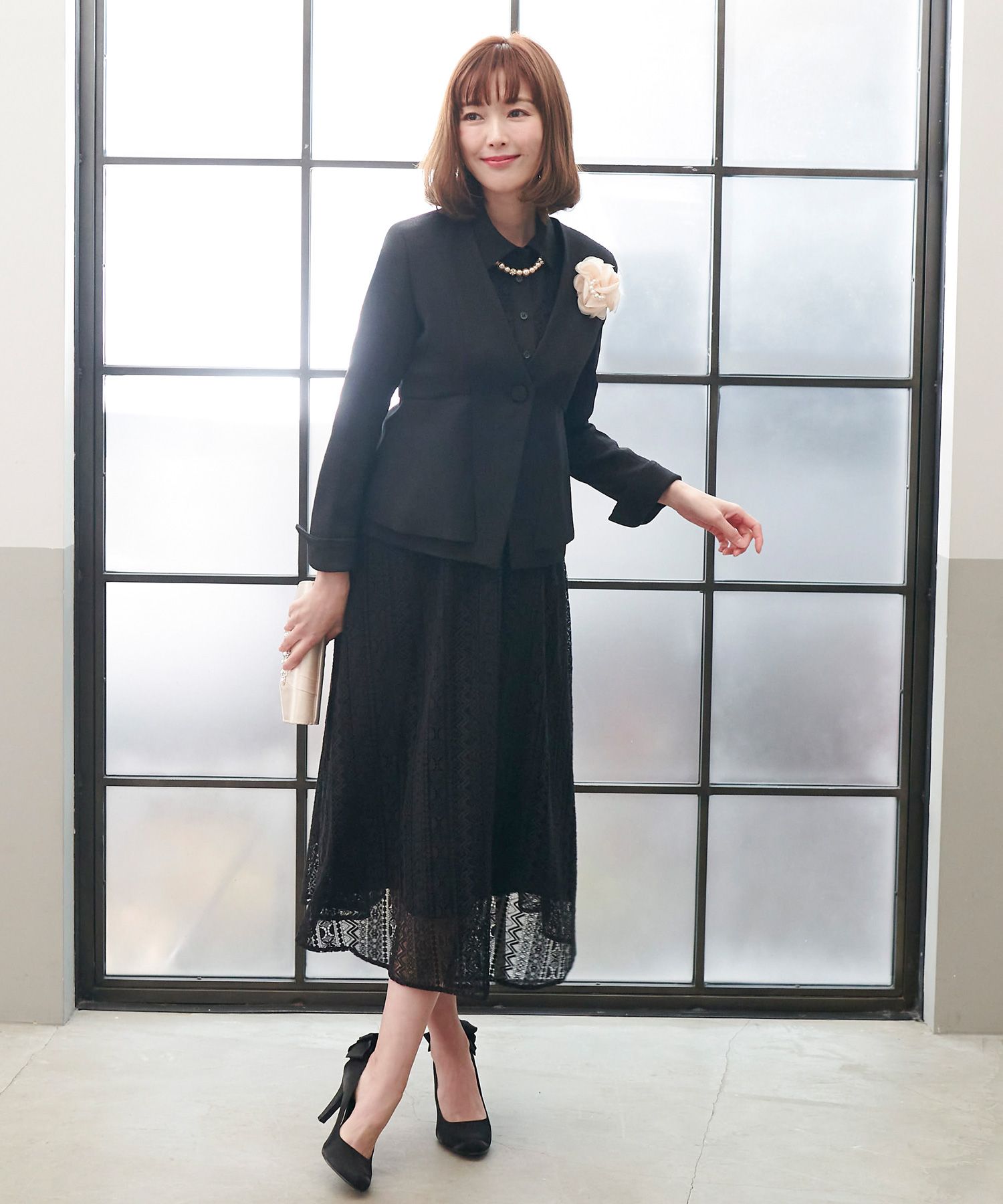 ルイルエブティック RUIRUE BOUTIQUE レースシャツワンピースセットアップスーツ