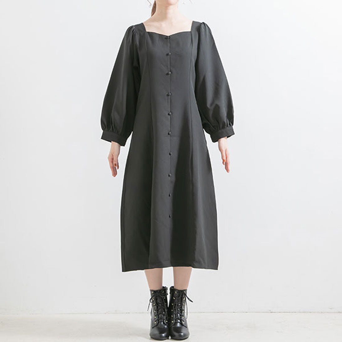 ユメテンボウ 夢展望 【選べる丈】Aラインワンピ (ショート アイスグレー) ショート アイスグレー