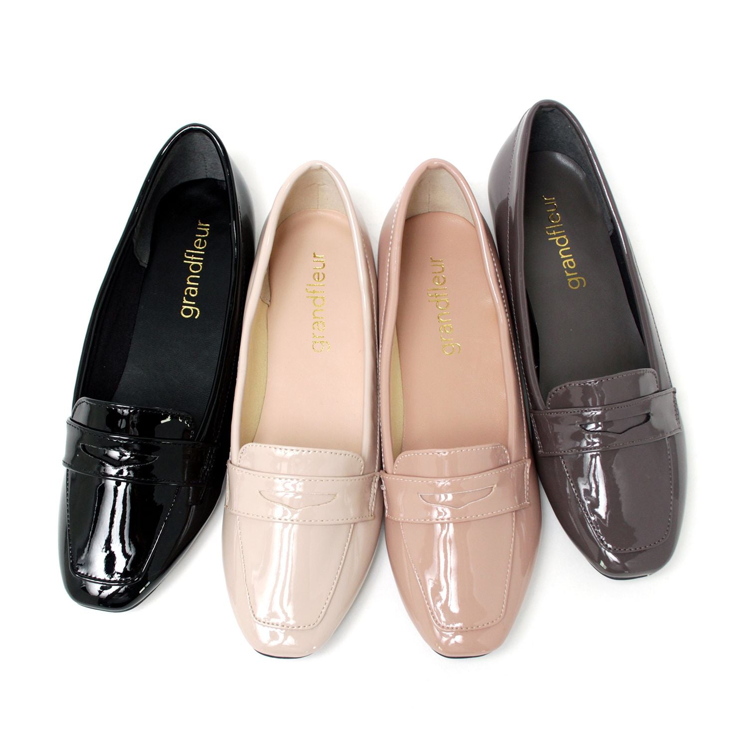 グランドフルール grandfleur 【晴雨兼用】スクエアトゥのローファーパンプス