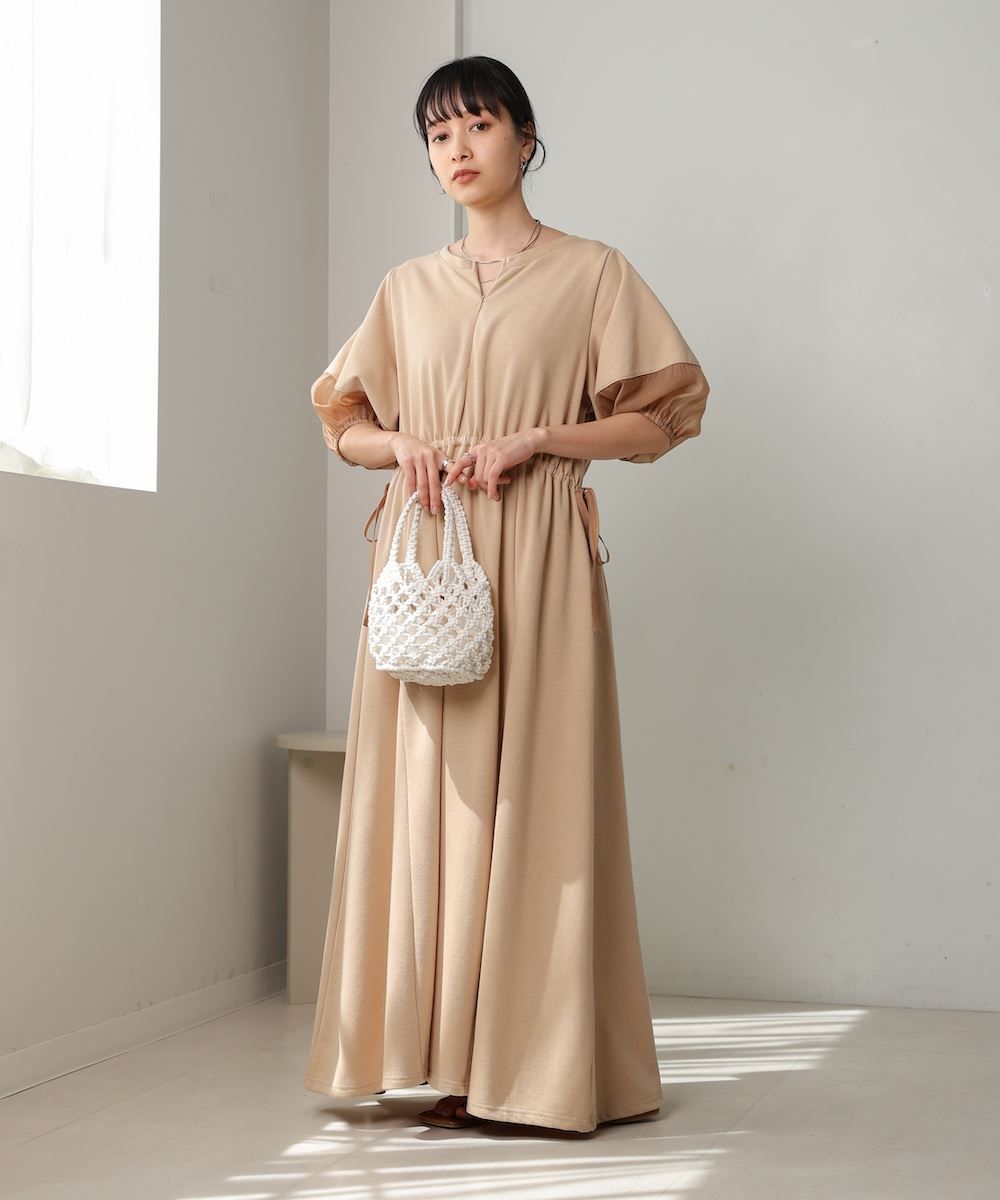 バブ Bab 前後2WAY袖オーガンジーフレアーワンピース