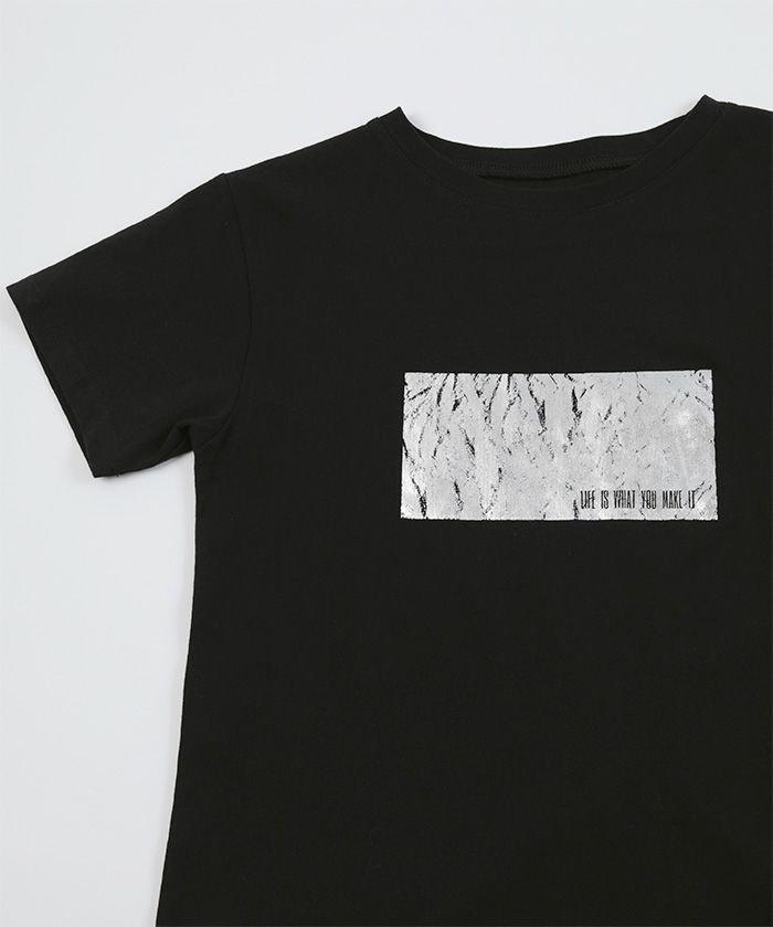 ミエット miette シルバー箔プリントTシャツ