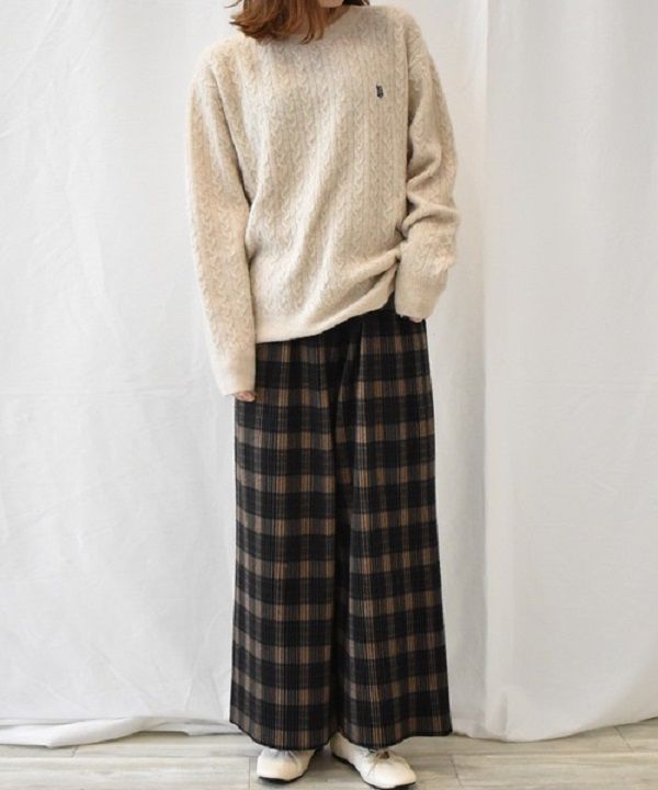 ラナン Ranan <U.S.POLO ASSN./ユーエスポロアッスン> ワンポイントケーブルニット