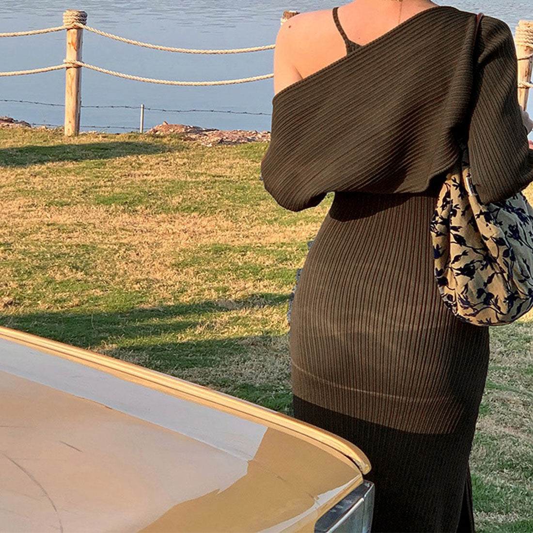 ホルターネック ニットワンピース セット ブラック