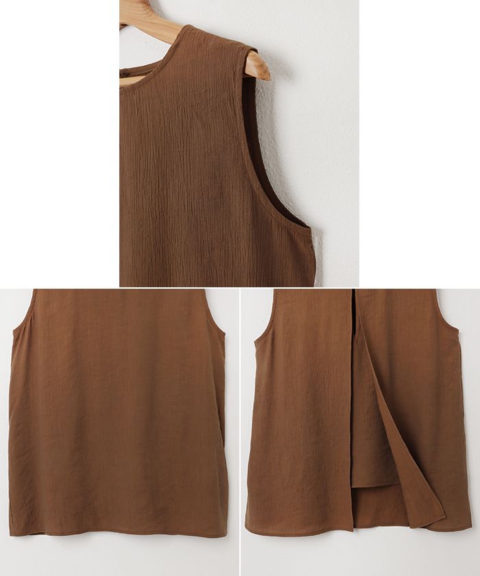 アンドミー andme レイヤード風  シアー ノースリーブ ブラウス