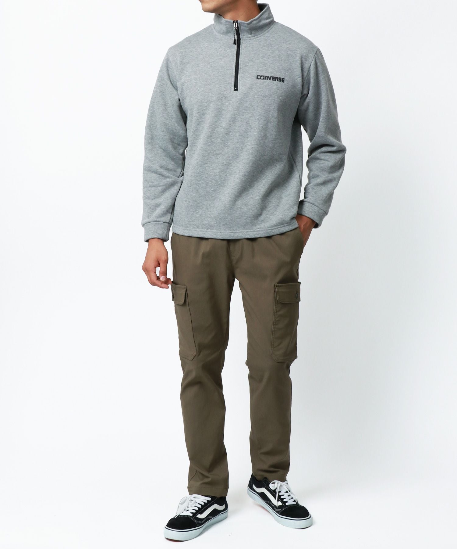 Marukawa MARUKAWA 【CONVERSE】 Converse Fleece-Lined Zip-Up Trainer Half-Zip Sweat Golf Sports Loungewear