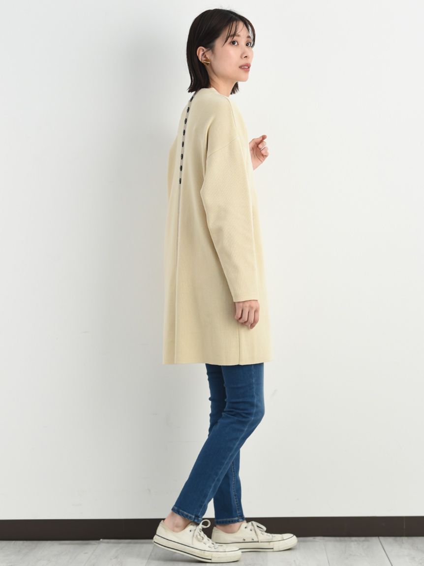 インタープラネット INTERPLANET ゴム地ミニ釦ハイネックチュニック