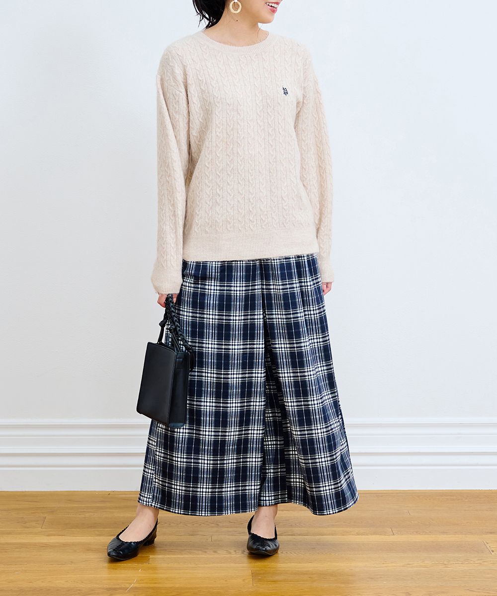 ラナン Ranan <U.S.POLO ASSN./ユーエスポロアッスン> ワンポイントケーブルニット