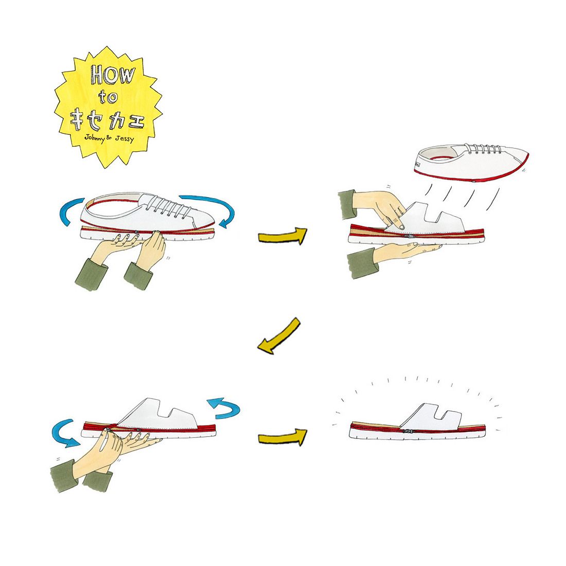 ジョニーアンドジェシー Johnny & Jessy フラワー柄ゴムスリッポン