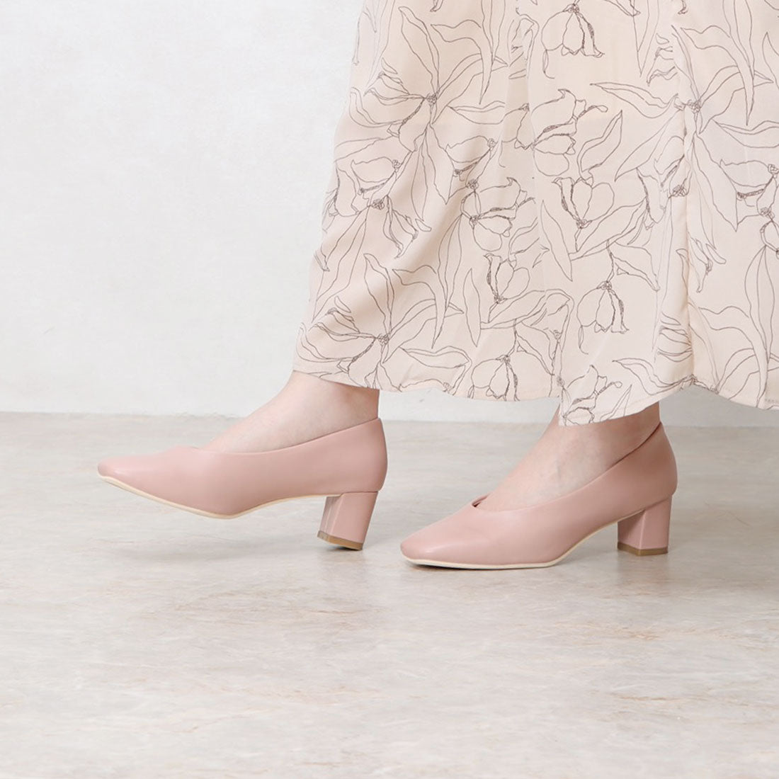 リバティードール LiBERTYDOLL スクエアトゥ5cmチャンキーヒールパンプス/1136 (オークスエード) オークスエード