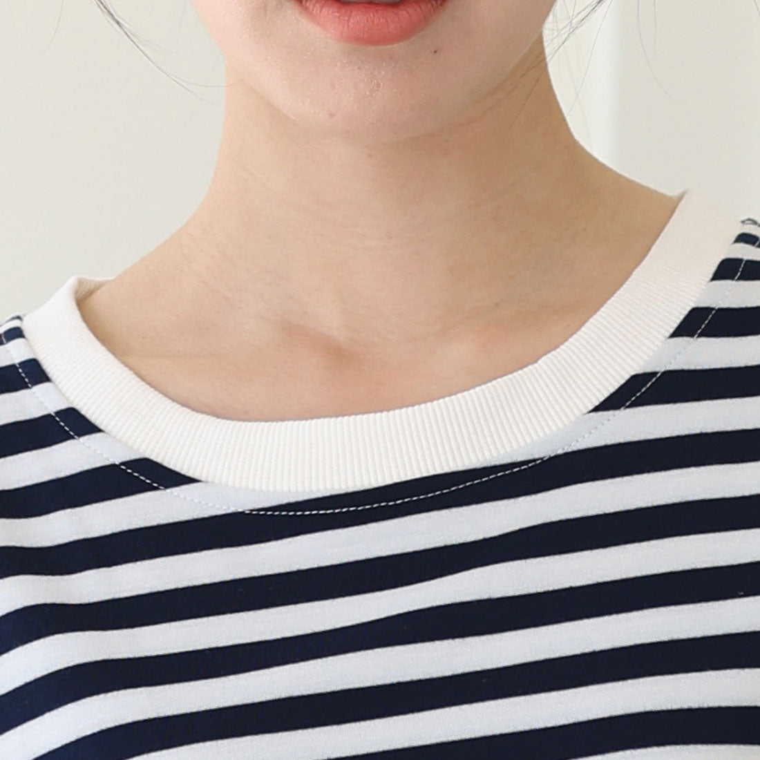 アミュレット Amulet ストライプトップス ルーズオーバー シルエット コットン ブレンドバルーンスリーブ ボーダープルオーバー (ブラック) ブラック