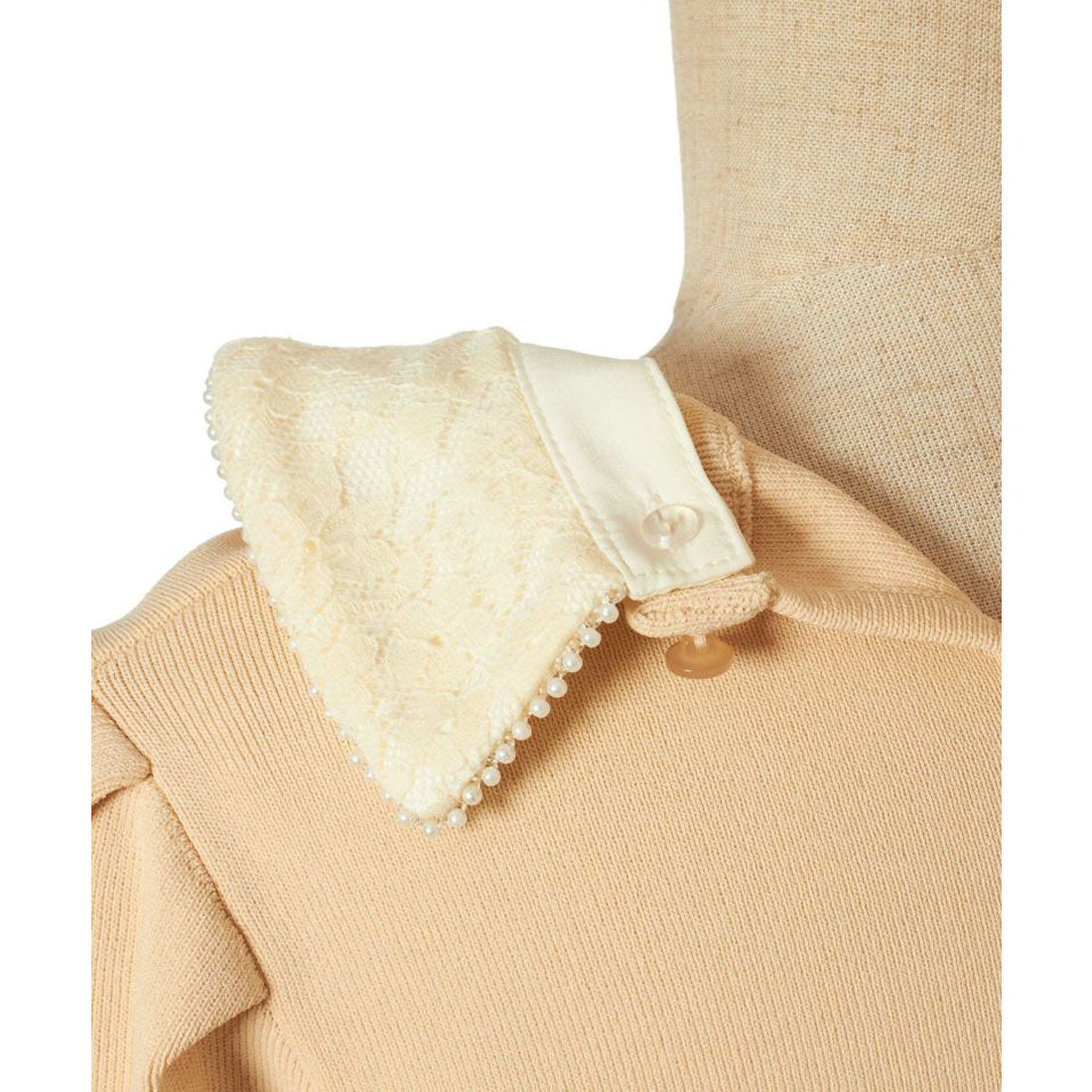 フィント F i.n.t 【an another angelus】パール使いレース衿ニットプルオーバー【洗える】 (IVORY) IVORY