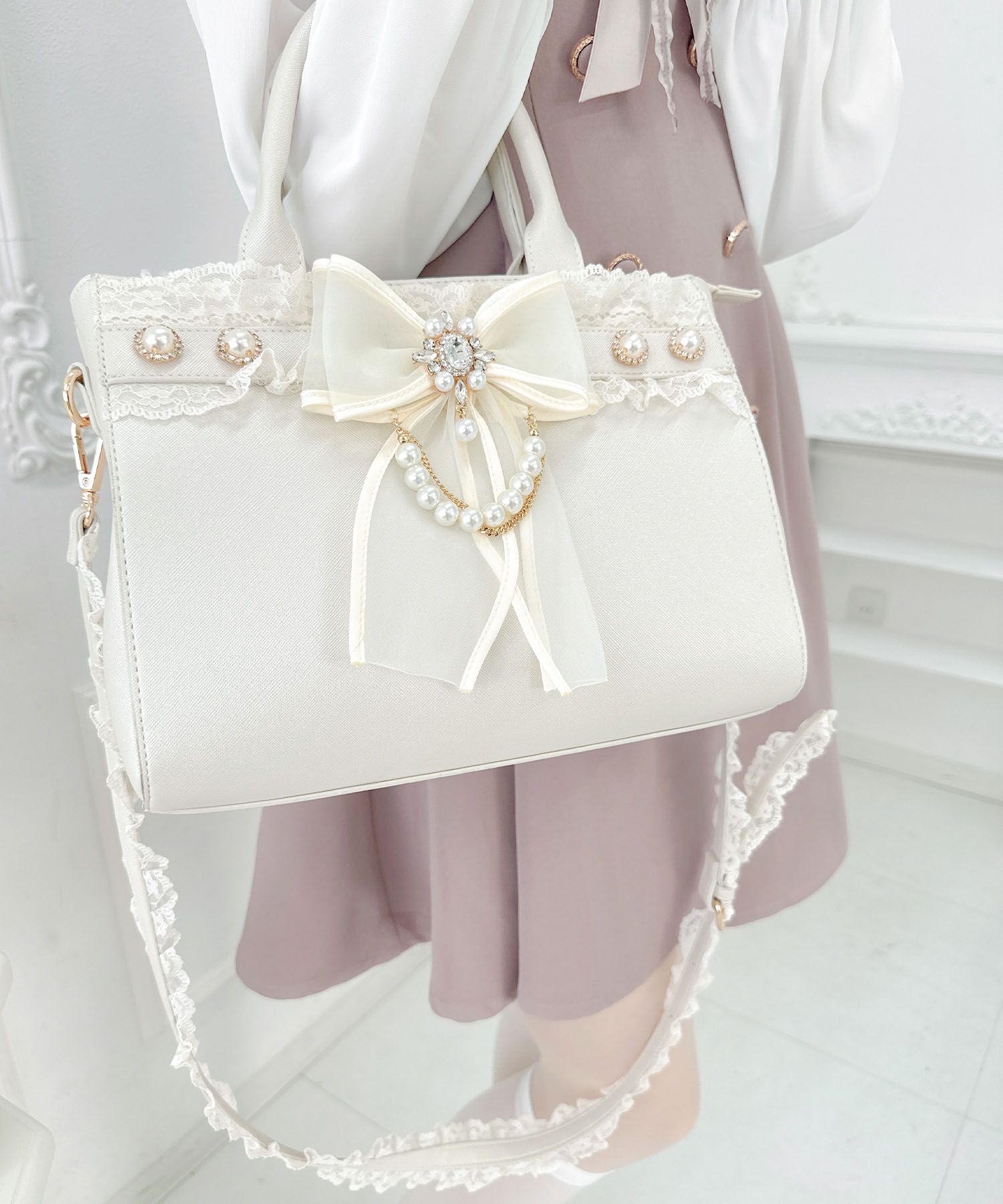 ロジータ ROJITA チュールリボン付き2wayバッグ