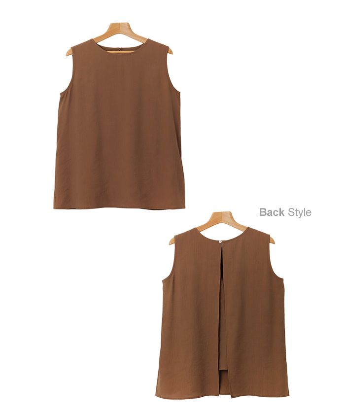 アンドミー andme レイヤード風  シアー ノースリーブ ブラウス