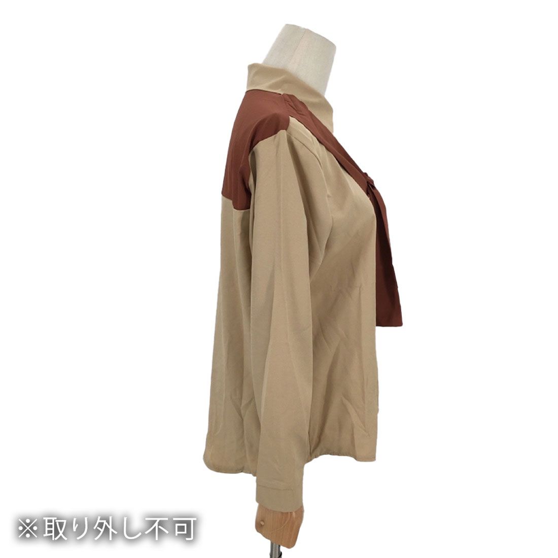 アミュレット Amulet 肩掛け風バイカラーシャツ レディース トップス 長袖 無地 春服 秋 10代 20代 30代 韓国ファッション カジュアル アクセント 差し色 個性的